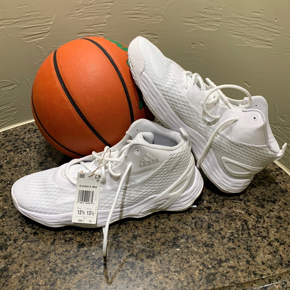 adidas Exhibit A Basketball Shoe in Cloud White